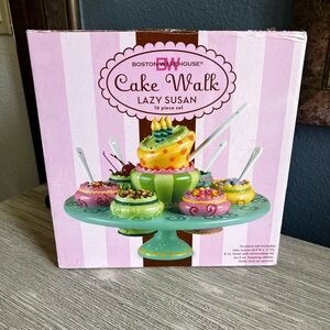 2008 Boston Warehouse Cake Walk Lazy Susan Set - Pink, Green, Yellow